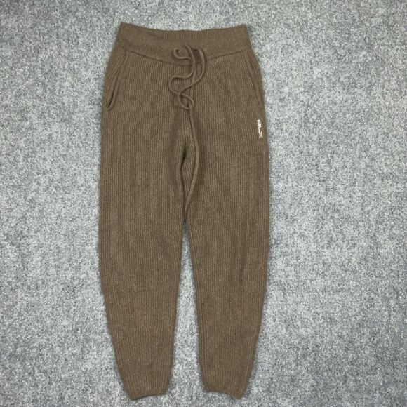 RLX Ralph Lauren Pants Womens Size XXS Brown Knit Joggers Cashmere Wool Blend